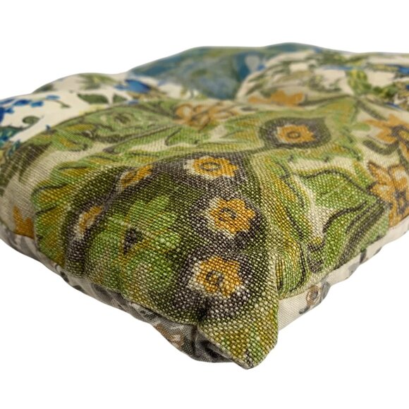 Handmade Multicolor Patchwork Throw Pillow Floral/Paisley Patterns + Button VTG - Picture 4 of 7